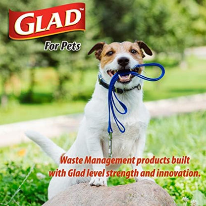 Glad for Pets Extra Large Unscented Heavy Duty Dog Waste Bags with Dispenser and Metal Clip | Plastic Disposable Poop Bags for Dogs, Easy to Use for Dog Walking, 30 Count (Pack of 2)