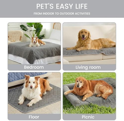 Cozy Bliss Deluxe Leakproof Cooling Blanket for Dogs Q-Max 0.5, Sofa Topper & Couch Protector for Pet, Soft & Durable Washable Pet Cooling Mat for Hot Weather, Charcoal Grey, 30"x70"