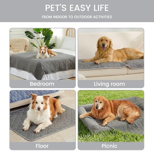 Cozy Bliss Deluxe Leakproof Cooling Blanket for Small Dogs Q-Max 0.5, Soft & Durable Washable Pet Cooling Mat for Hot Weather, Livingroom, Pet Throw & Couch Protector for Cats, Charcoal Grey, 25"x35"