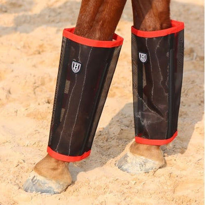 Harrison Howard Loose-Fitting Horse Fly Leggings Breathable, Tear-Resistant Fine Mesh Leg Guards Stay-on Comfortable Fly Boots (Set of 4)