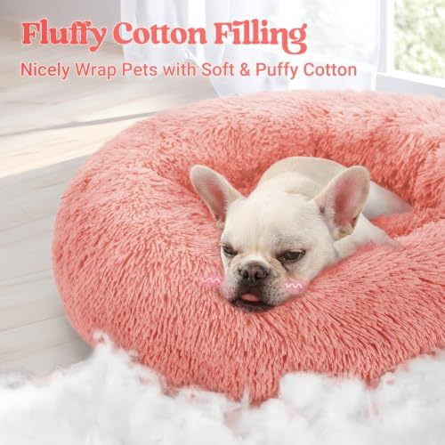 rabbitgoo Calming Cat Beds for Indoor Cats, 23 inches, Pink