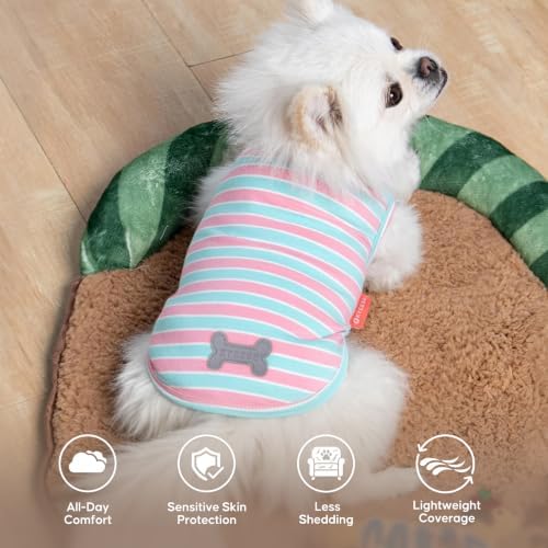 KYEESE 2Pack Cotton Dog Shirt for Small Dogs Soft Striped Tank Top