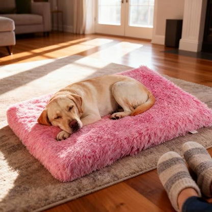 Orthopedic Memory Foam Dog Bed Medium Size Crate Pad 35 x 22 Inch Pink