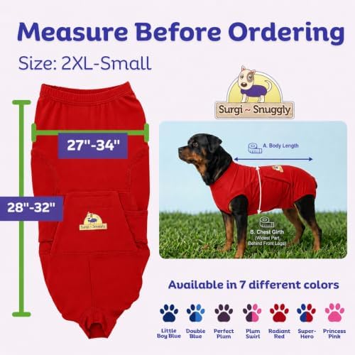 Surgi Snuggly Dog Surgery Recovery Suit, Cone Alternative, Spay/Neuter 2XLS