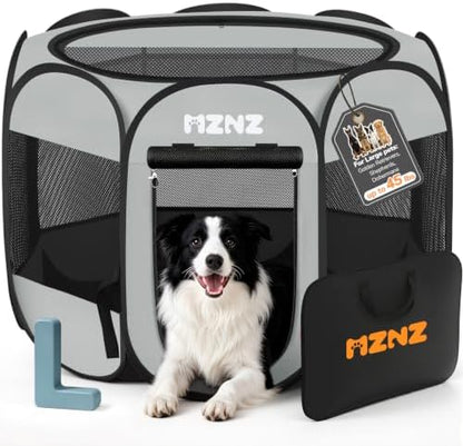 Dog Cat Small Animal Puppy Playpen Crate, Large, Whole Grey
