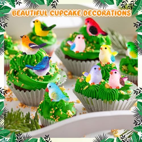 72PCS Miniature Cute Bird Decorative Figurines 11 Styles Mini Resin Birds