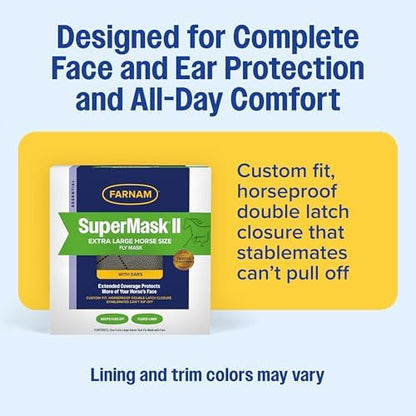 Farnam SuperMask II Horse Fly Mask Basic, Protects Eyes, Large Size