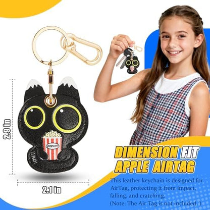 Leather Keychain Holder Case for AirTag, Cute Protective Cover for Apple Airtag KeyChain, GPS Tracker Item Finder