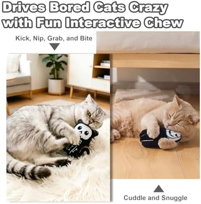 Retro Shaw Catnip Cat Toys, Horror Goth Cat Toy for Indoor Cats Kitty, 4PCS