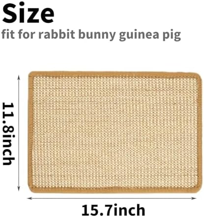 PODOO Bunny Scratch Pads, Sisal Rabbit Scratching Pad, Natural Rabbit Resting Mats for Cages, Forage Grass Mat Indoor Essentials Accessories for Guinea Pig Cat (4Pcs, 15.7x11.8 inches)