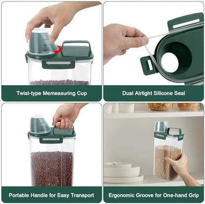 2 Pack 3 Lbs Pet Dog Cat Food Storage Containers for Travel - Pine Green
