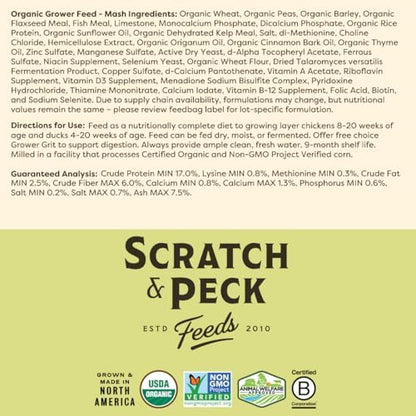 Scratch and Peck Feeds | Grower Mash for Chickens & Ducks | 40 lb Bag