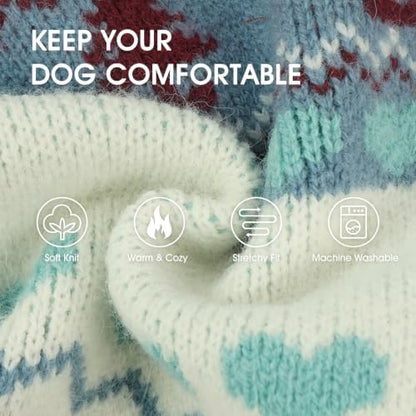 IECOii Dog Sweater for Small & Medium Dogs, Warm Christmas Dog Turtleneck,L