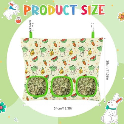 UPINS 2 Pack Guinea Pig Hay Feeder Bag,Bunny Rabbit Cage Bag Hanging Holder