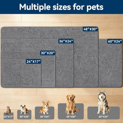 Bcoimo Chenille Doormats Absorb Moisture and Dirt 30*20, Muddy Mats for Dog
