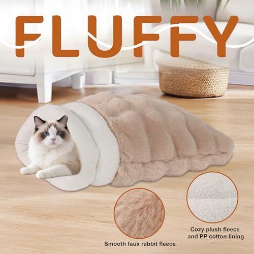 3 in 1 Semi-Enclosed Self Warming Burrow Cat Bed Sleeping Cave