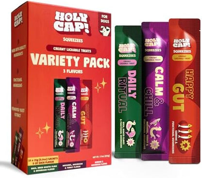 Grain-Free Lickable Dog Treats, Variety Pack Purée, 0.5 oz 15 Pack