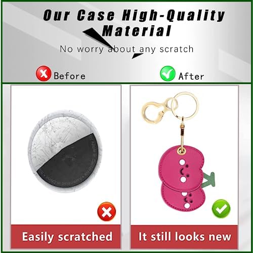 BORKUANA PU Leather Keychain Holder Protective Case Compatible with AirTag