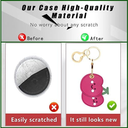 BORKUANA PU Leather Keychain Holder Protective Case Compatible with AirTag