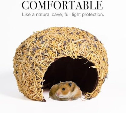 Hamster Hideout - Large, Natural Flowers, Handcrafted for Syrian Hamsters, Rats & Guinea Pigs, Safe & Eco-Friendly (Flower,Large)