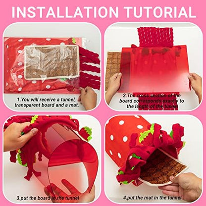 Guinea Pig Hideout, Soft Fleece Strawberry Pet Bed & Tunnel House
