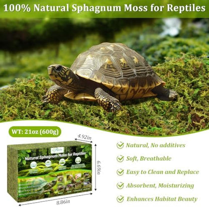 Riare 1.3LB Sphagnum Moss for Reptiles- 50QT Natural Reptile Moss Bedding