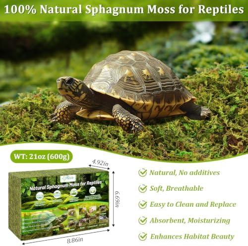 Riare 1.3LB Sphagnum Moss for Reptiles- 50QT Natural Reptile Moss Bedding