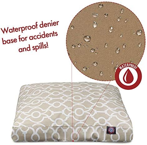 Majestic Pet Rectangular Dog Bed, Medium, 36x29x4 in, Washable, Beige