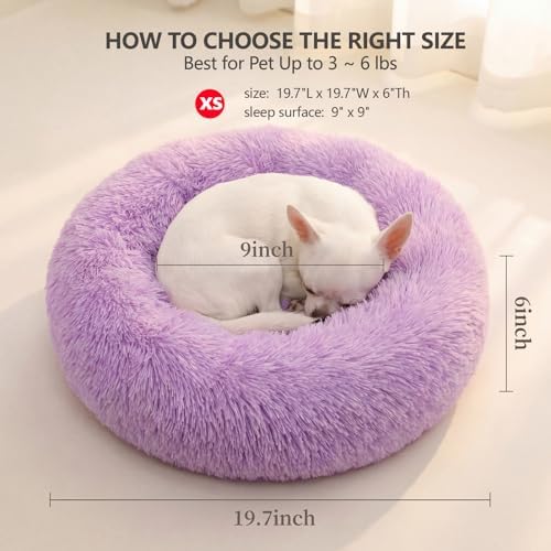 nononfish Plush Calming Dog Bed for Small Dogs,Donut Round Pet Bed