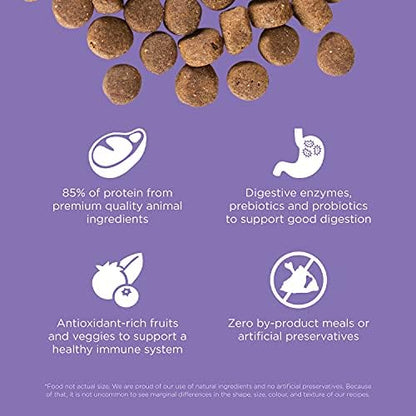 Go! Solutions Carnivore Chicken, Turkey + Duck Grain-Free Dry Senior Dog Food, Our Highest-Protein Kibble Made with Real Meat & Fish, Pumpkin & Probiotics for Good Digestion, 22 lb Bag