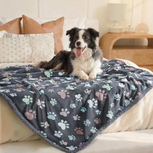 Luciphia Waterproof Dog Blanket Reversible Sherpa Fleece for Large Dogs Cat