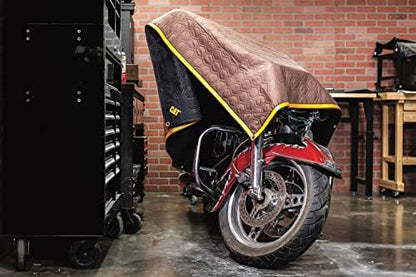 CAT Water Resistant Woven Utility Blanket, 72-Inch x 60-Inch Outdoor Tarp Material Padded Blanket, Rivets for Tie Downs, Park Picnic, Moving, Protect Furniture, Brown Black - 980788N