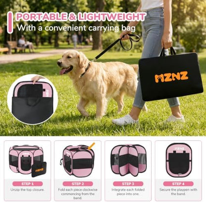 Dog Cat Small Animal Puppy Playpen Crate, Large, Whole Pink