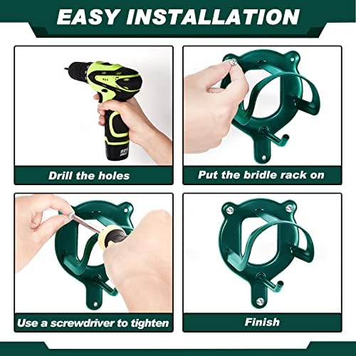 Dunzy 6 Pcs Bridle Hooks Horse Bridle Rack, Dark Green