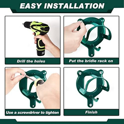 Dunzy 6 Pcs Bridle Hooks Horse Bridle Rack, Dark Green