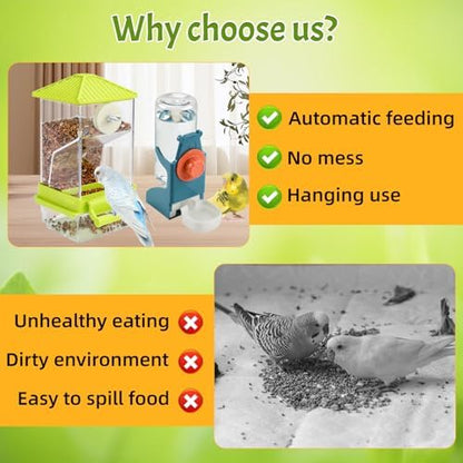 Rypet No-Mess Bird Feeder and Water Dispenser Set for Small Birds