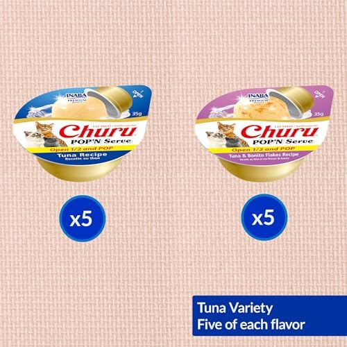 INABA Churu Pop'n Serve Lickable Cat Treats, Tuna Variety, 10ct