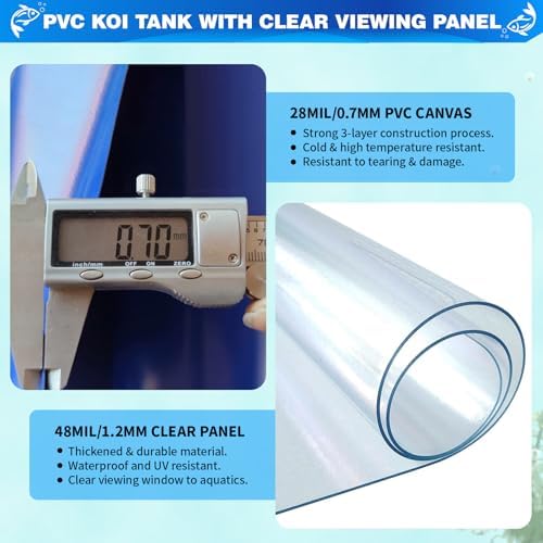 PVC Fish KOI Aquarium Tank w/ Clear View Panel(59.0"L*31.5"W*27.6"H,200Gal)