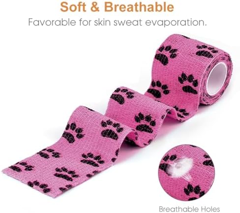 AUPCON Vet Wrap Cohesive Bandages Bulk Self Adhesive Bandage Wrap Self Adherent Wrap Non-Woven for Dogs Pet Animals & Ankle Sprains & Swelling (2 Inch Mix)