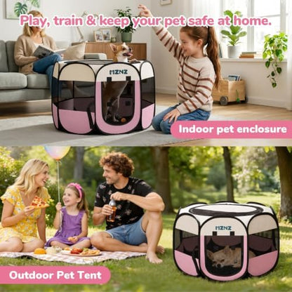 Dog Cat Small Animal Puppy Playpen Crate, Small, Pink