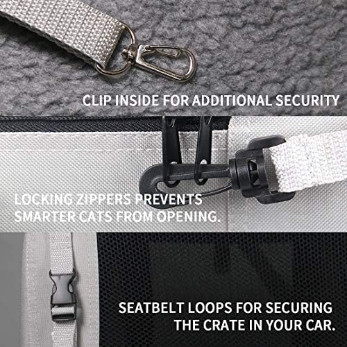 Extra Large Cat Carrier Soft Sided, Portable Small Dog Carrier for 2 Cats, 24"x16.5"x16" Car Travel Folding Comfortable Design with Bowl, Grey