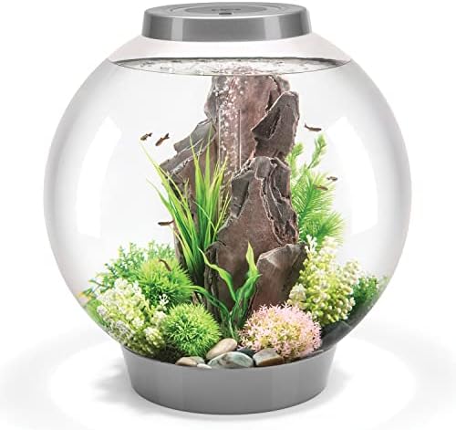 biOrb Classic 60 Acrylic 16-Gallon Aquarium with White LED Lights Modern Tank for Tabletop Display, Silver