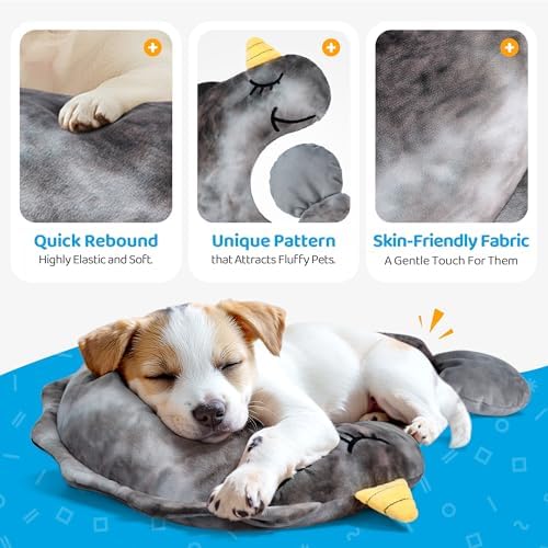 BurgeonNest Small Dog Calming Pillow for Dogs and Cats, Grey M