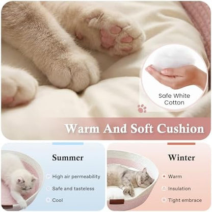 YOUDENOVA Cat Bed, Stimulicat Handwoven Cat Basket with Cushion