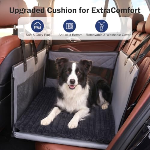 MIXJOY Dog Car Seat for Large Medium Dogs - with Dog Bed Inside, Back Seat Extender for Pets, Waterproof Pet Carseat for Medium Sized Pet, Hammock for Pet, with Storage Pocket