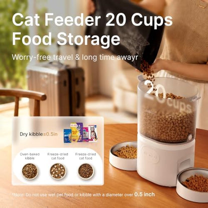 Automatic Cat Feeder for 2 Cats, Dual Cat Feeder with 5G WiFi APP