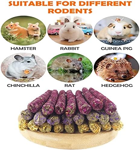 ANDES Bunny Toys 30PCS Guinea Pig Toys Rabbit Toys Accessories Natural Timothy Biscuit Hay Sticks Hamster Toys for Teeth Handmade Rabbit Chews and Treats Apple Wood Sticks Chinchilla Rat Teeth Molar