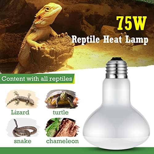 Tarpop 8 Pcs 75w Reptile Heat Lamp Bulbs, Uva Basking Bulbs, E26 Base