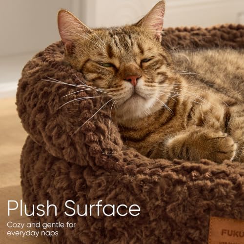 FUKUMARU Cat Bed for Indoor Cats, Small Dog Bed Washable, Round Kitten Bed