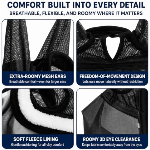 Horse Fly Mask with Ears & Detachable Nose Cover, Large